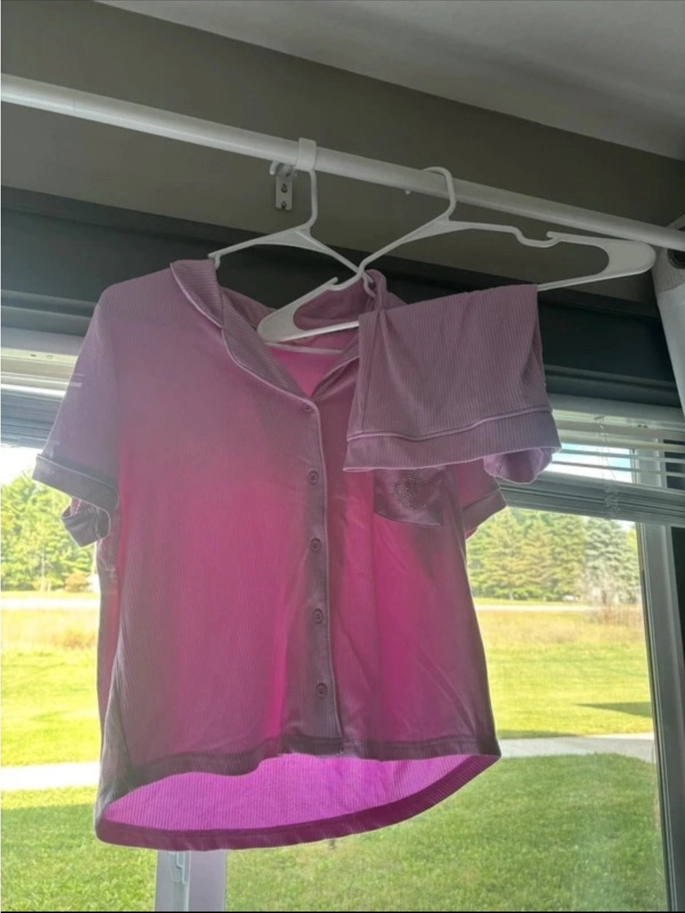 Girls' Pink Short-Sleeve Button Front Top
